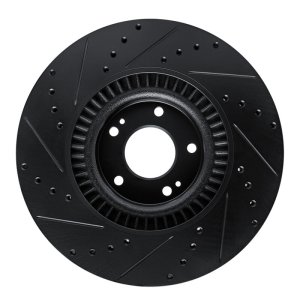 Hyundai Palisade Brake Rotor (1) - Front Right - R1 Concepts - Drilled & Slotted - Black - `20-`25